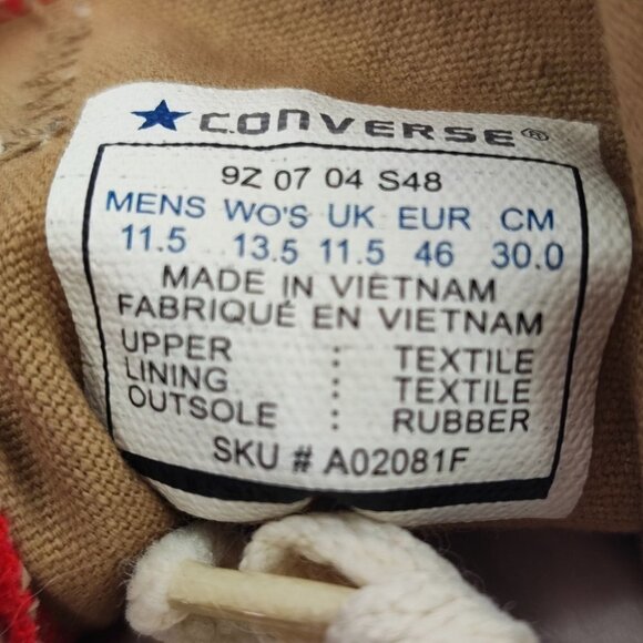 Converse Men's Chuck Taylor FX OX Red Sneakers Canvas Size 11.5 - Picture 7 of 8